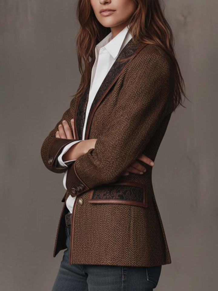 Theodora | Herringbone Panel Blazer