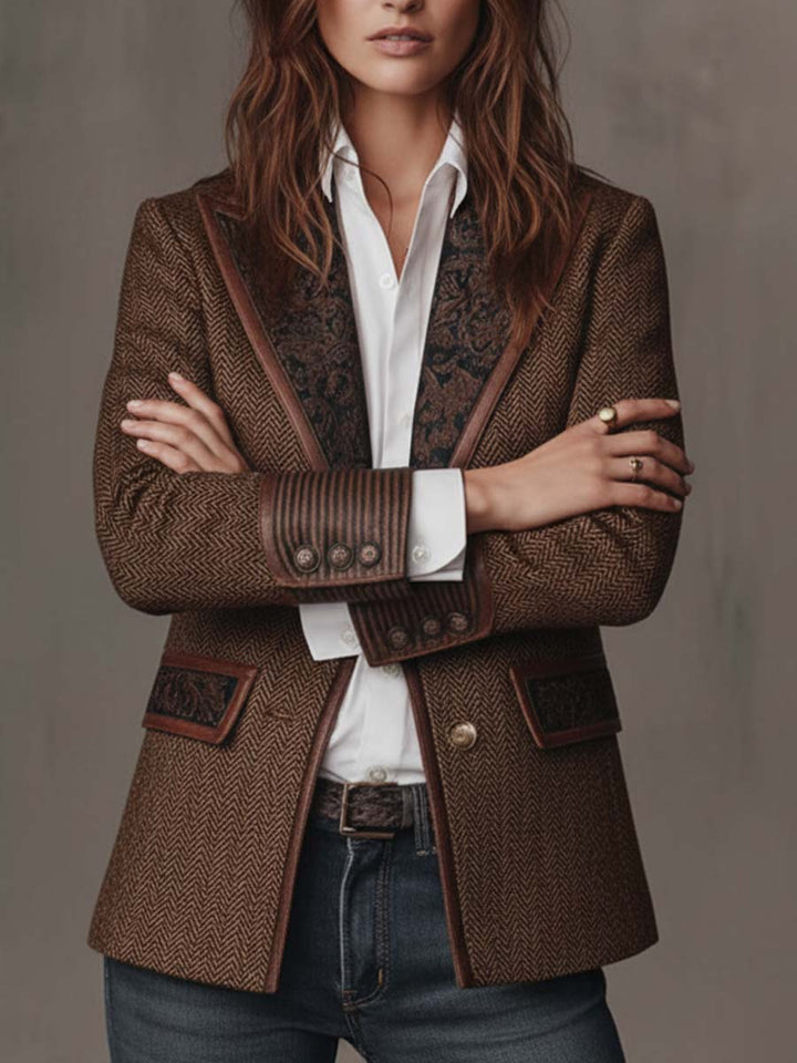 Theodora | Herringbone Panel Blazer