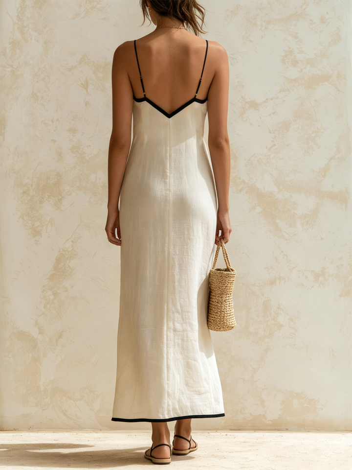 Marisa | Long Chevron Dress with Contrast