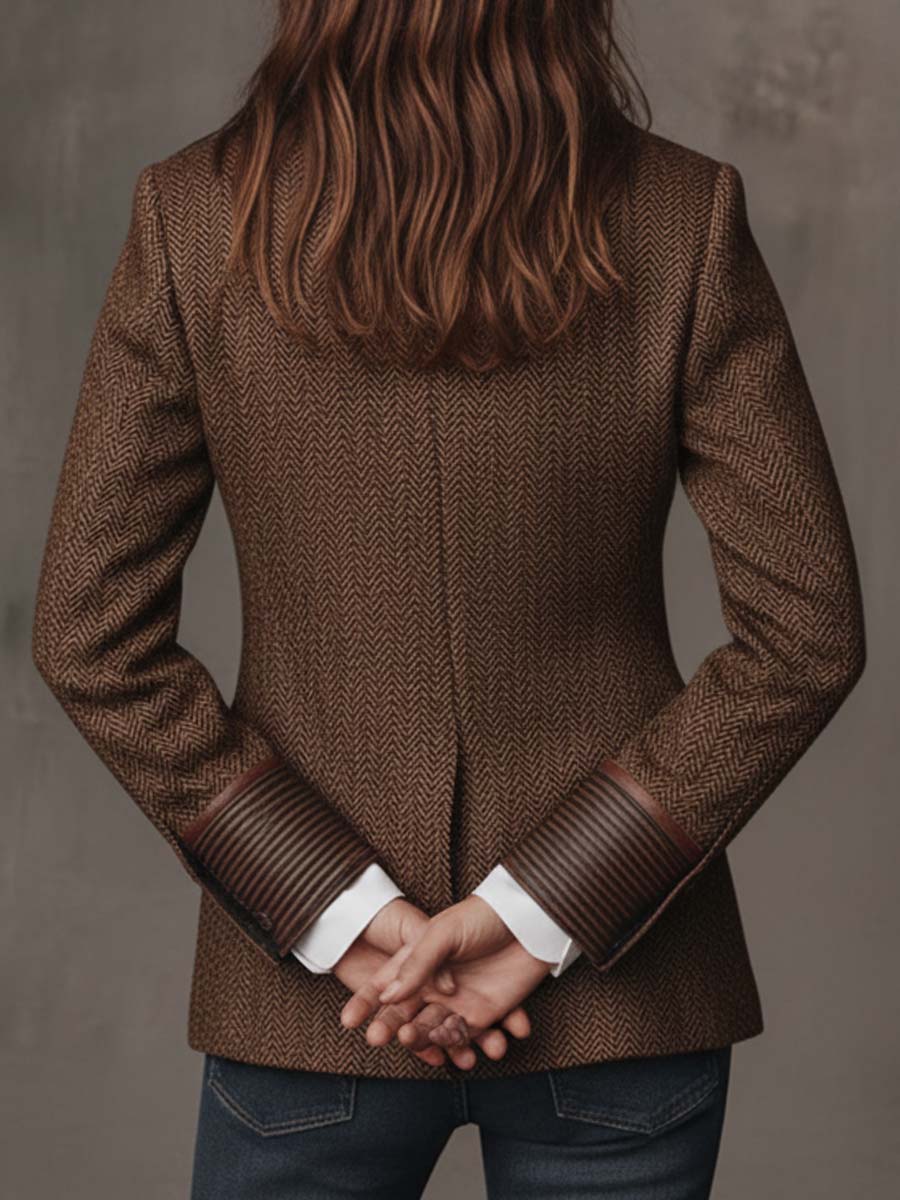 Theodora | Herringbone Panel Blazer