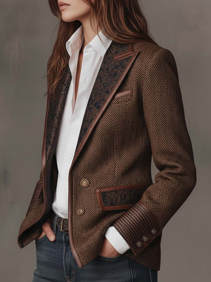 Theodora | Herringbone Panel Blazer