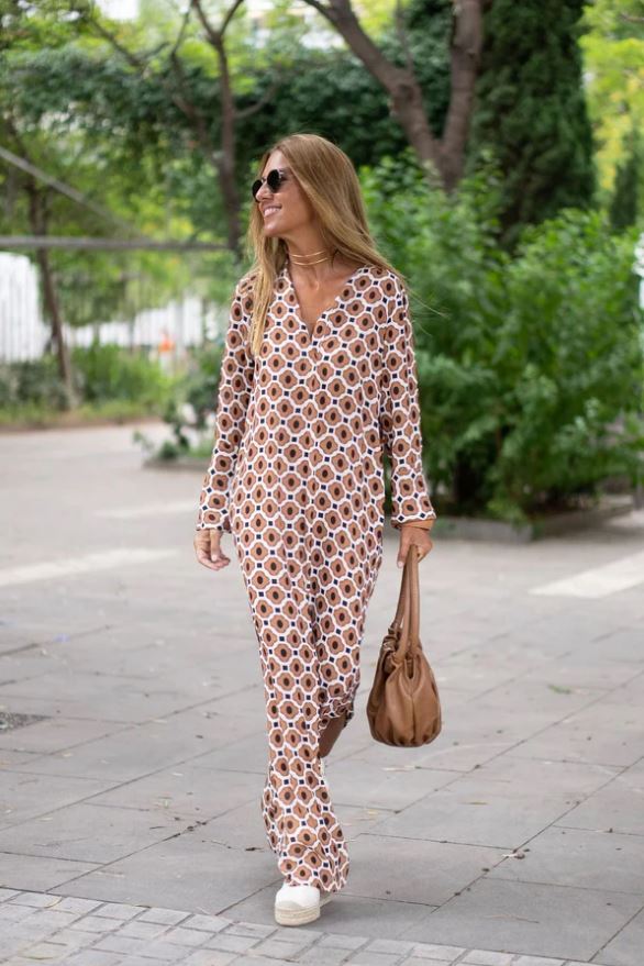 GABRIELLA | Long Dress with Geometric Print and Elegant Cut for Any Occasion