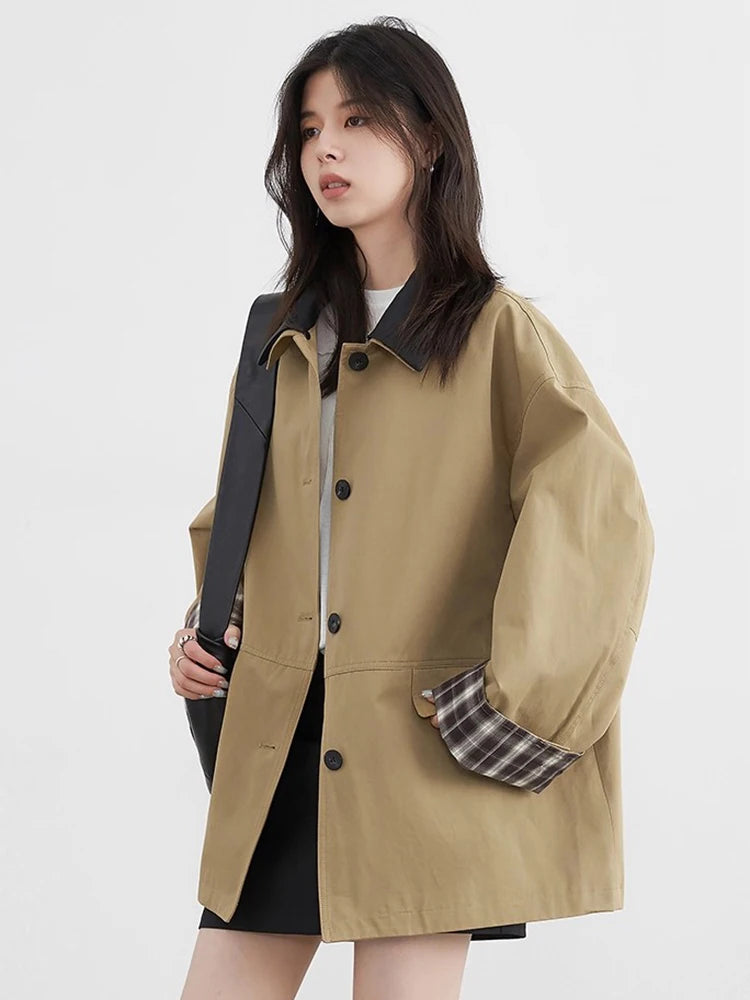 Women's Contrast Trim Button-Up Jacket
