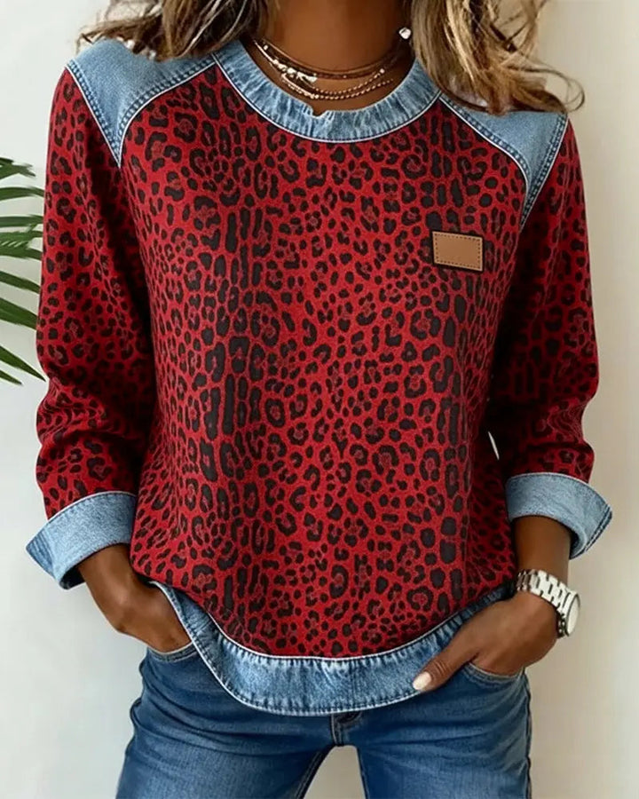 Esmée | Leopard Patchwork Sweater with Flattering Fit and Daily Comfort