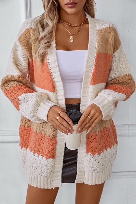 Oversized Knit Cardigan - Slouchy Open Front Knit Sweater