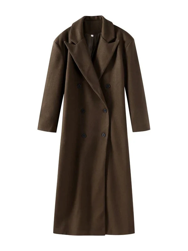 Women's Oversized Longline Double-Breasted Wool Coat