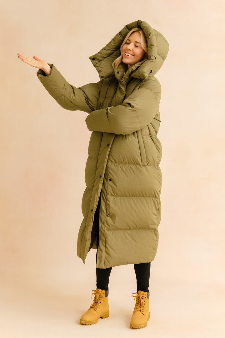 Long Quilted Hooded Puffer Winter Jacket for Women