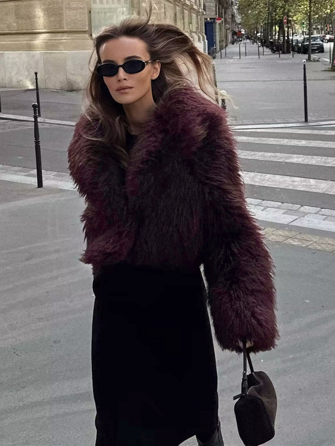 Women's Cropped Faux Fur Coat