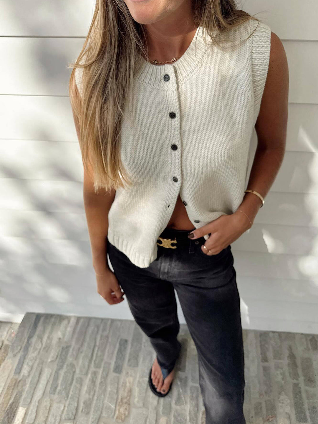Button Up Sweater Vest