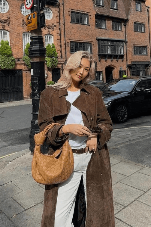 Women's Maxi Trench Coat Vegan Suede