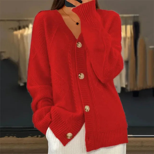 Lena Women's Cardigan – Soft Cashmere Buttoned Cardigan with Elegant Long Sleeves