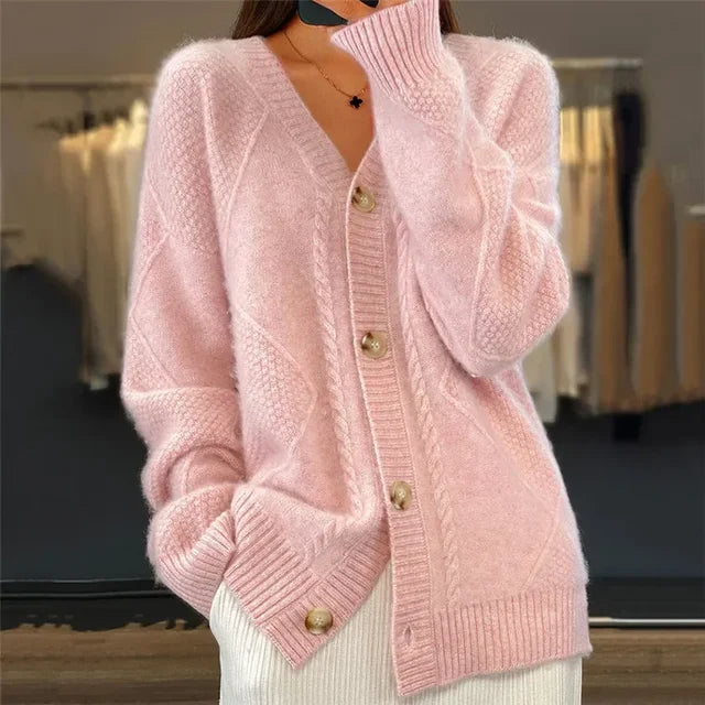 Lena Women's Cardigan – Soft Cashmere Buttoned Cardigan with Elegant Long Sleeves