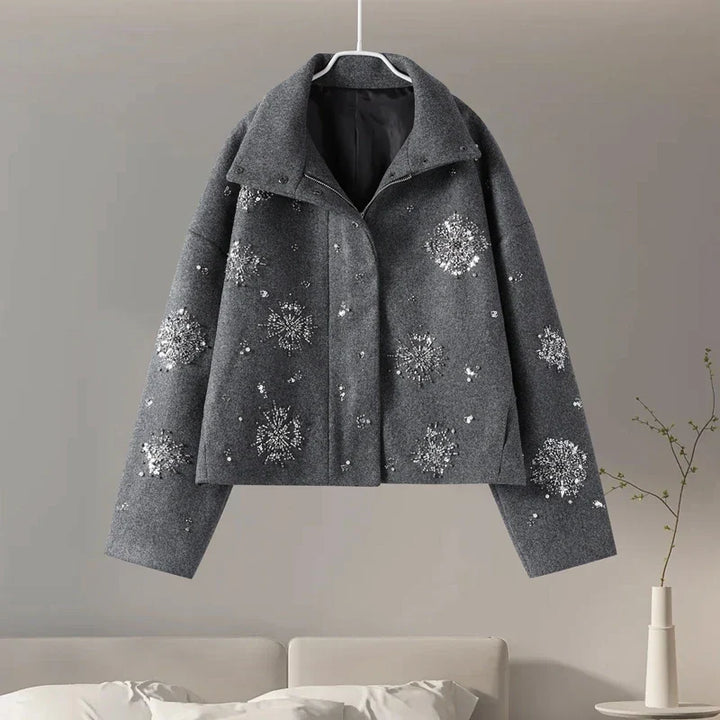 Women's Embroidery Beading Pea Coat