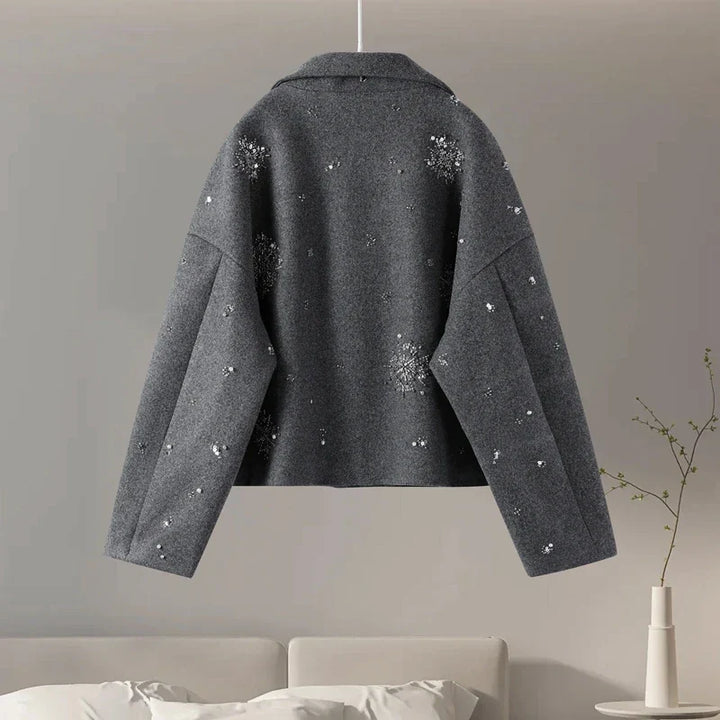 Women's Embroidery Beading Pea Coat