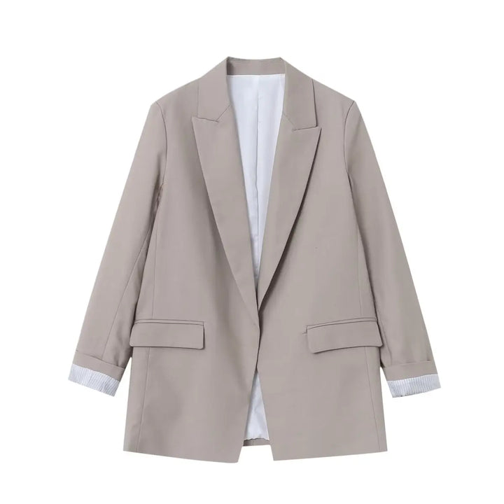 Charmchant Oversized Linen Blazer – Effortless Casual Office Style