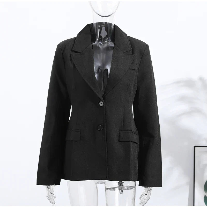 Chic Blazer Jacket – Elegant Notched Collar for Versatile Styling