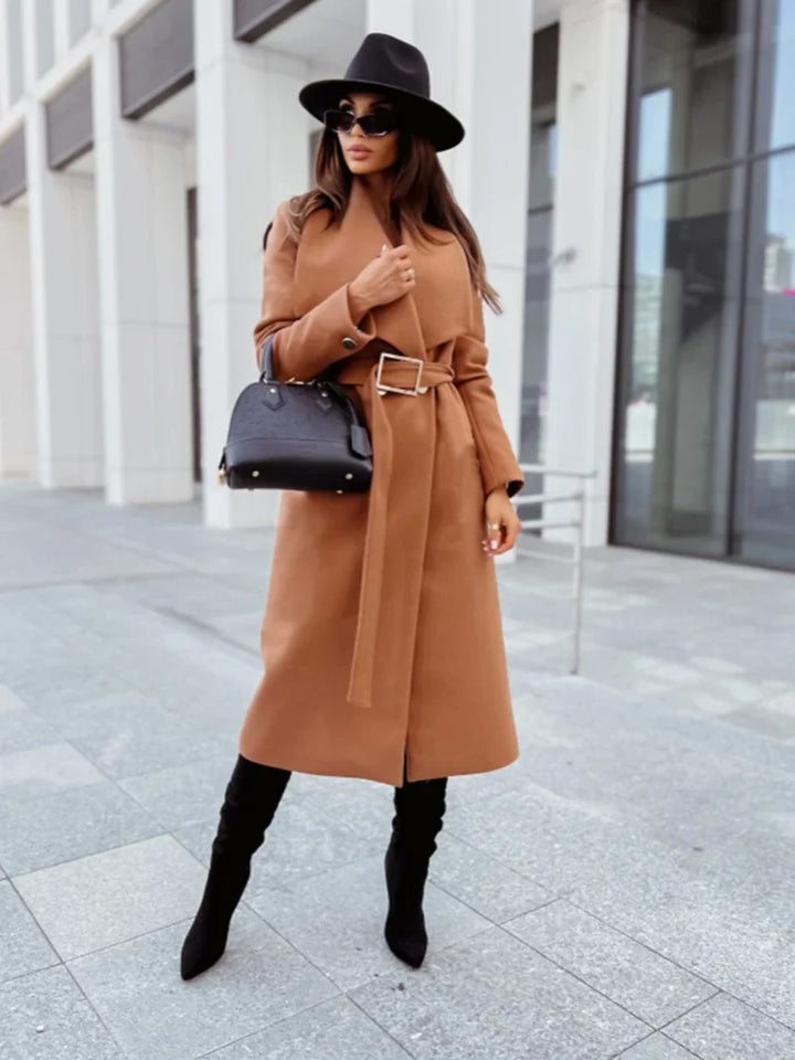 Chic Wool Coat – Belted Wrap Design for Effortless Winter Style