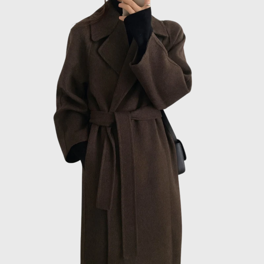 Women's Timeless Belted Overcoat — Long Wool-Blend Coat with Tie-Waist Belt