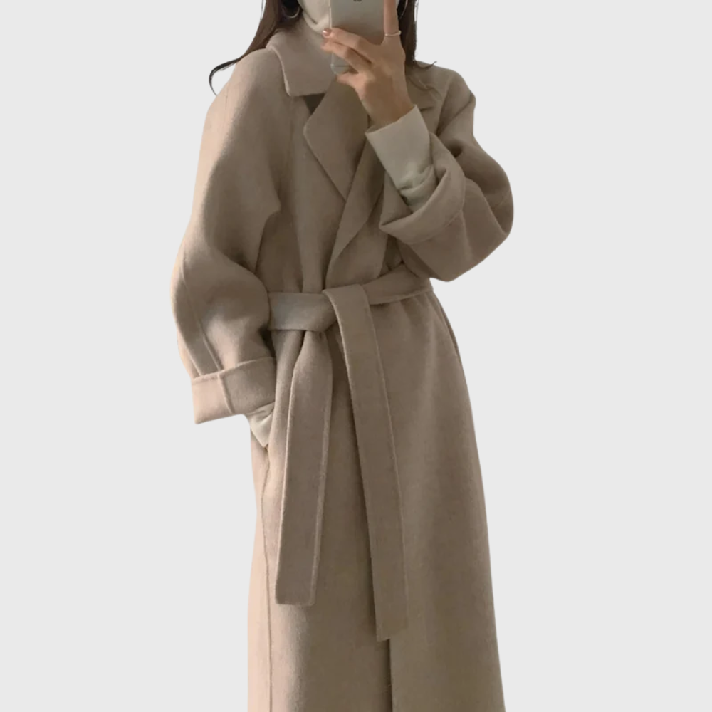 Women's Timeless Belted Overcoat — Long Wool-Blend Coat with Tie-Waist Belt
