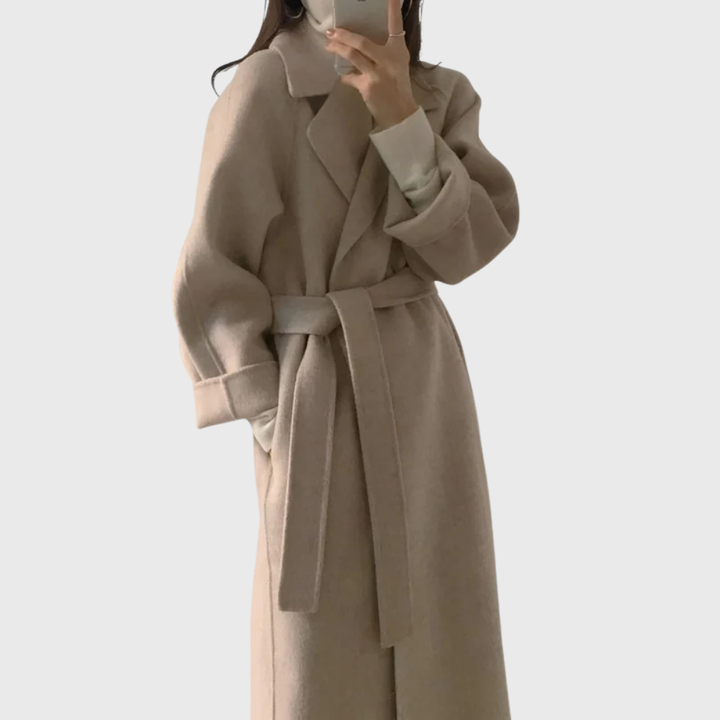 Women's Timeless Belted Overcoat — Long Wool-Blend Coat with Tie-Waist Belt