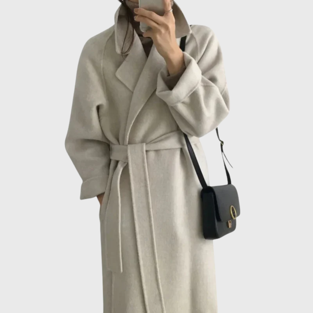 Women's Timeless Belted Overcoat — Long Wool-Blend Coat with Tie-Waist Belt