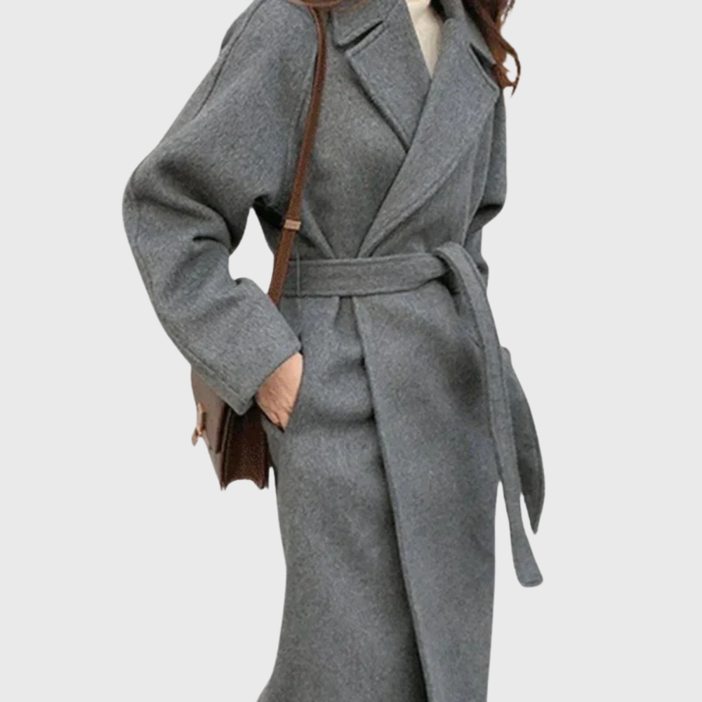 Women's Timeless Belted Overcoat — Long Wool-Blend Coat with Tie-Waist Belt