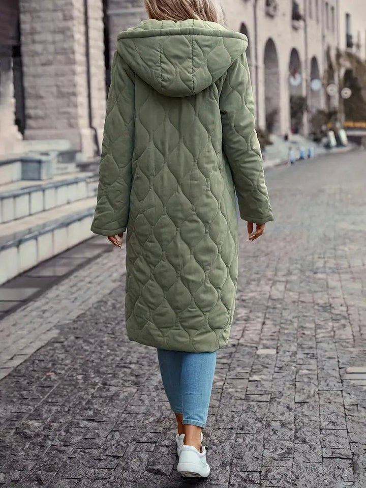 Women's Cotton quilted coat with hood and long sleeves