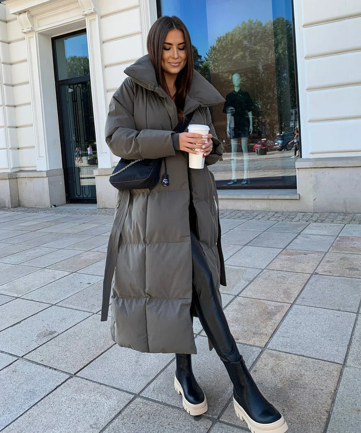 Comfortable long winter puffer jacket for women