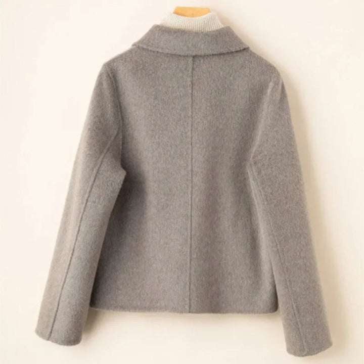 Women's Elegant wool coat with doll collar and gold buttons