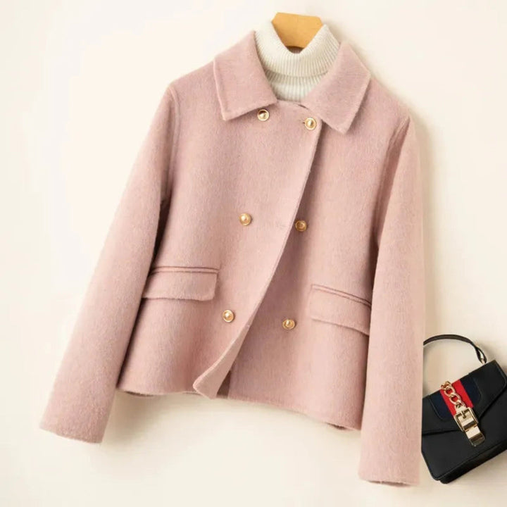 Women's Elegant wool coat with doll collar and gold buttons
