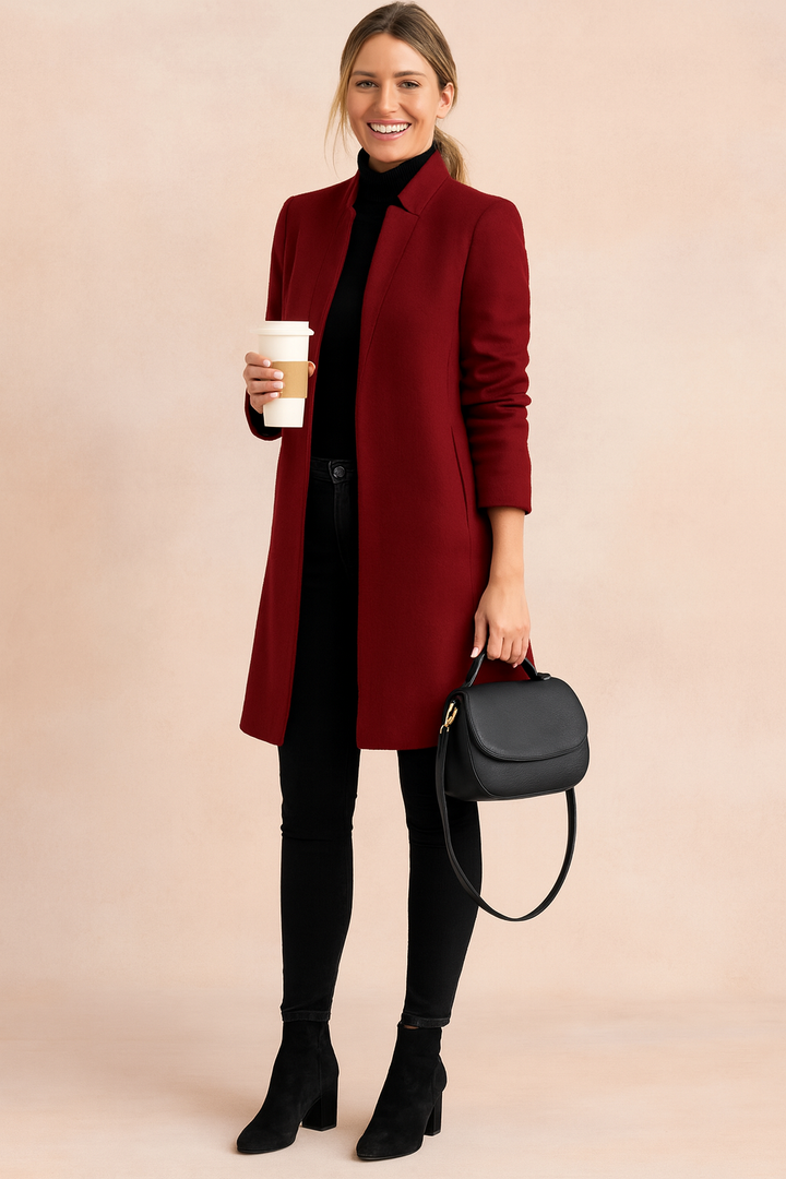 Minimalist Straight-Cut Longline Wool Winter Coat