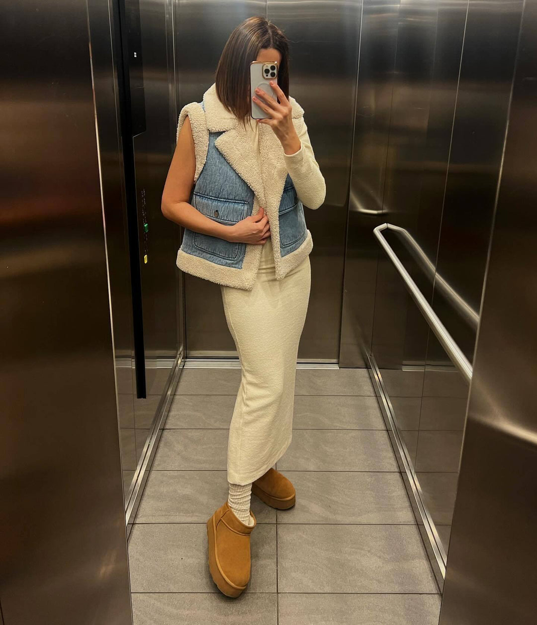 Women's Vintage Shearling Denim Vest