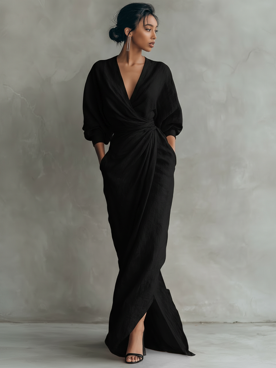 Pink Maxi Dress V-Neck