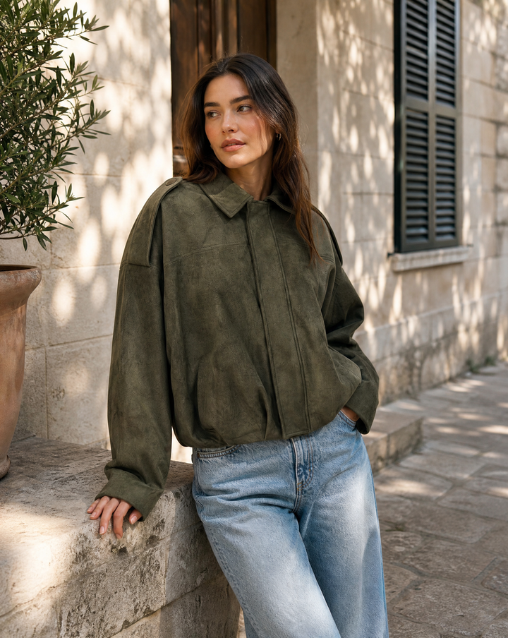 Women's Relaxed Boxy Faux Suede Jacket