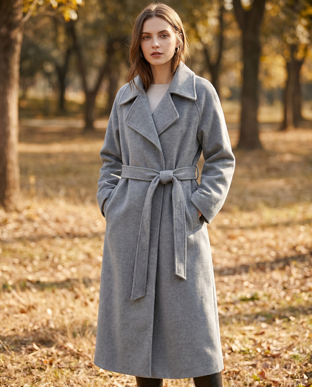 Women's Timeless Belted Overcoat — Long Wool-Blend Coat with Tie-Waist Belt