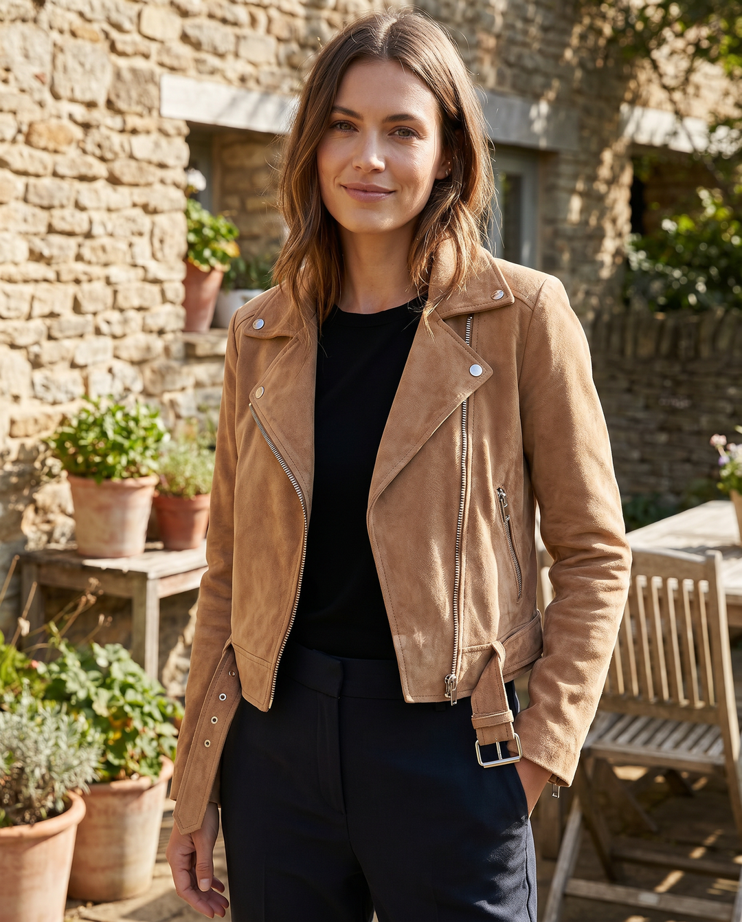 Women's Zip Up Slim Fit Biker Jacket