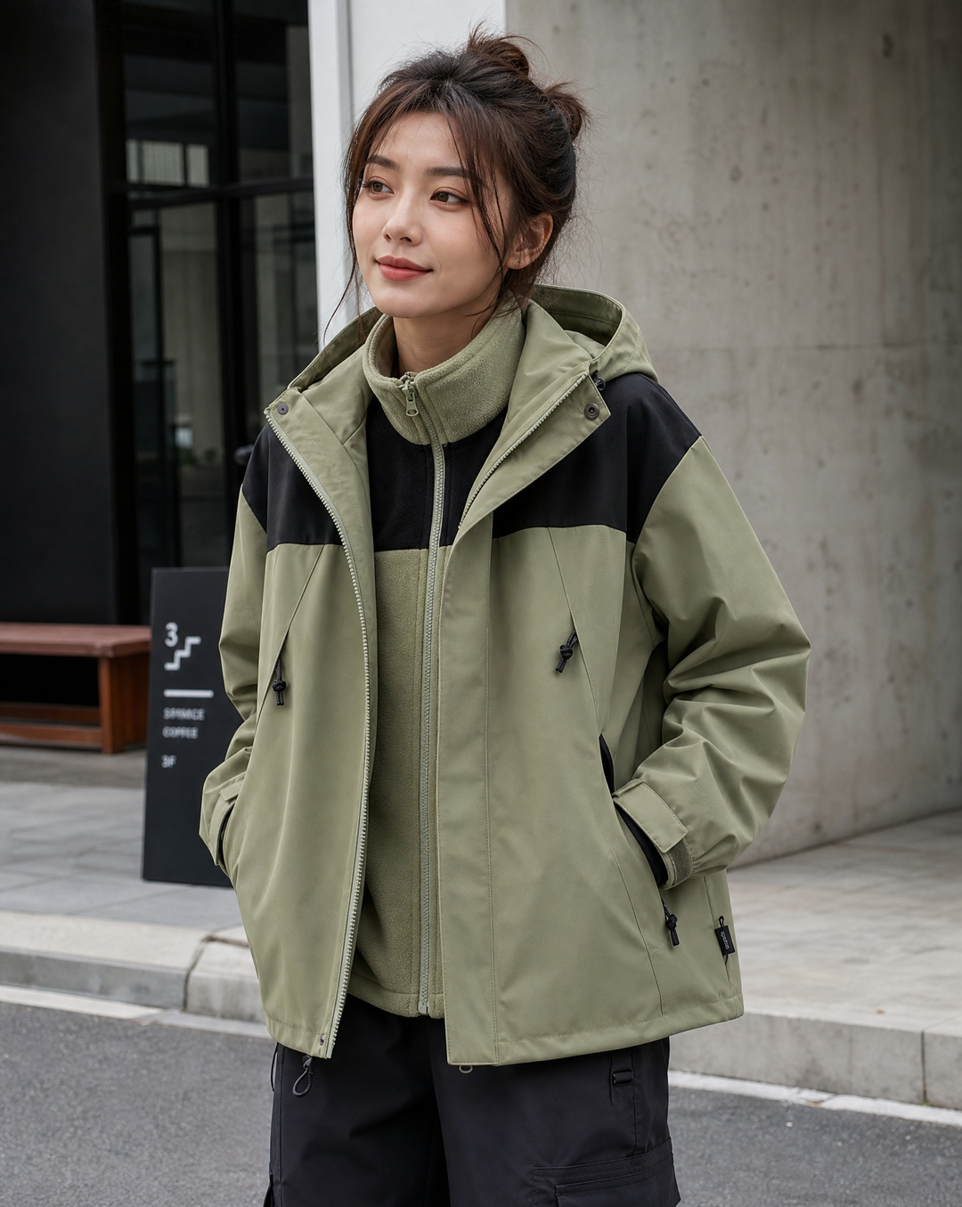 Women's 3-in-1 Fleece Winter Jacket with Hood