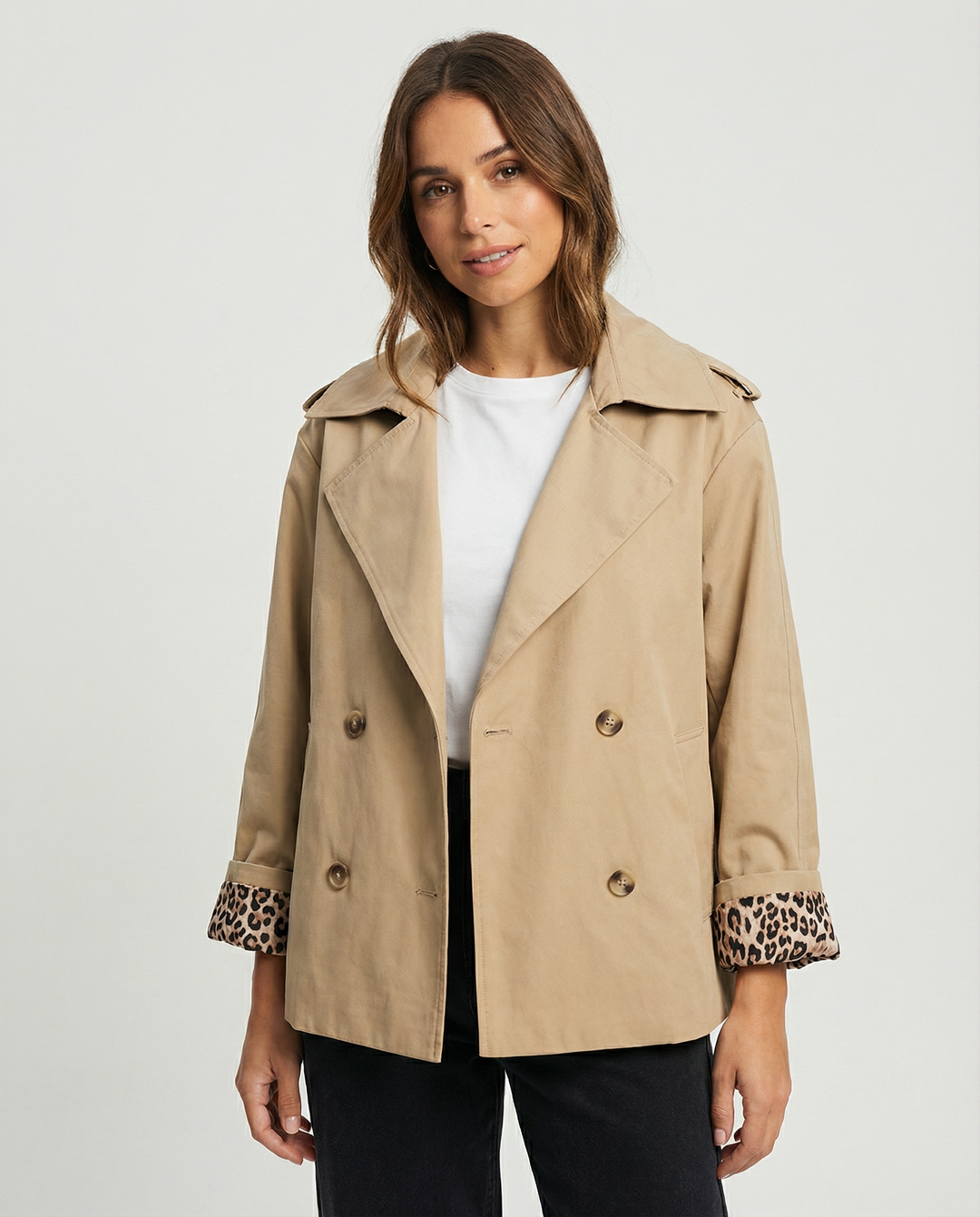 Leopard Print Trench Coat Women – Chic Casual Layering for Transitional Seasons