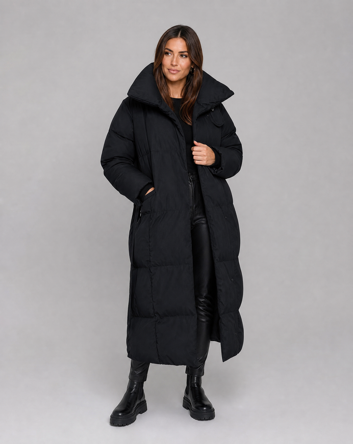 Comfortable long winter puffer jacket for women