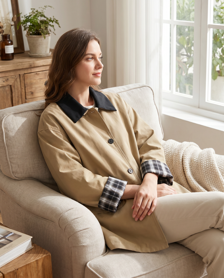 Women's Contrast Trim Button-Up Jacket