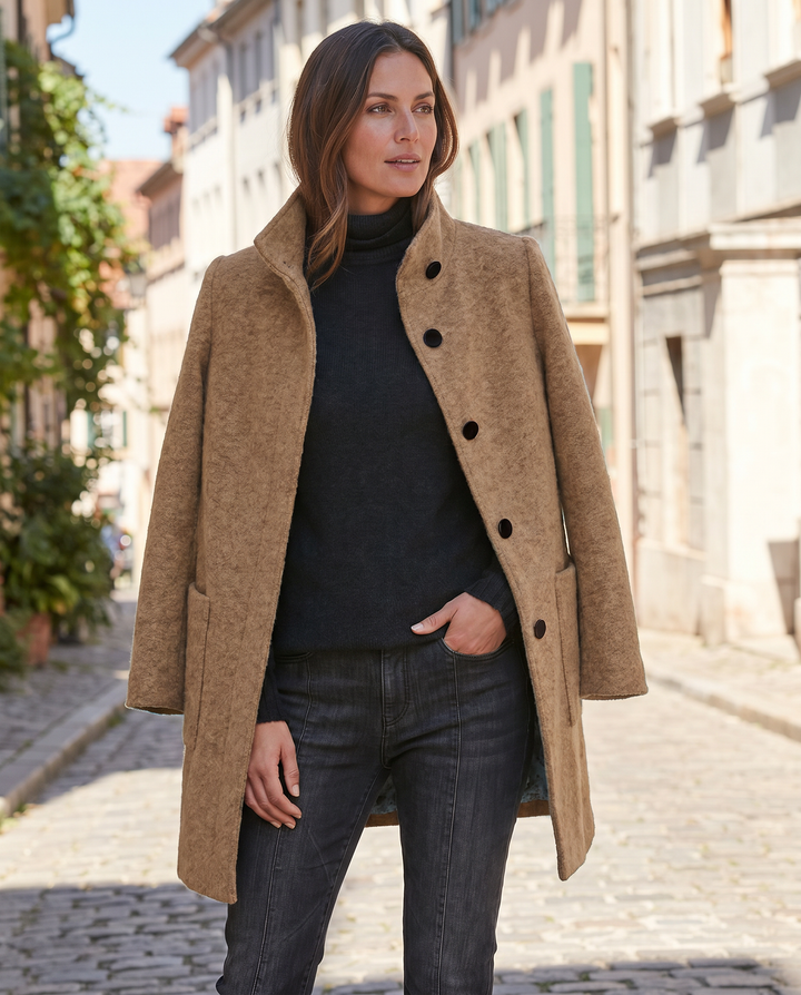 Retro Wool Coat Women – Stylish Stand Collar for Casual Chic