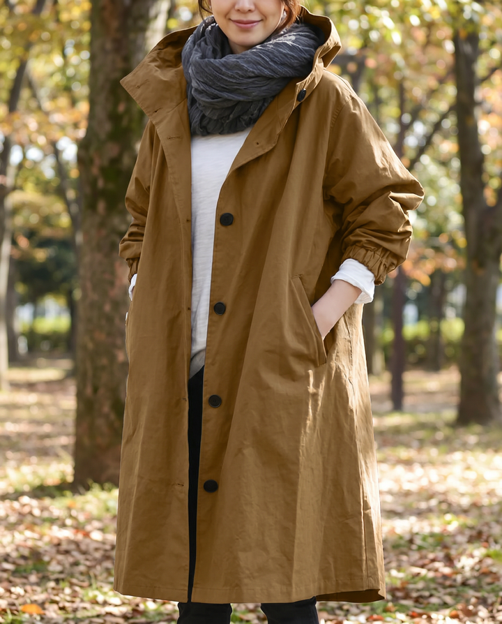 Women's Long Hooded Trench Coat
