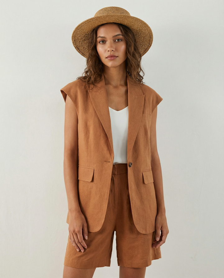 Women's Blazer Suit – Stylish Linen-Cotton Blend for Summer