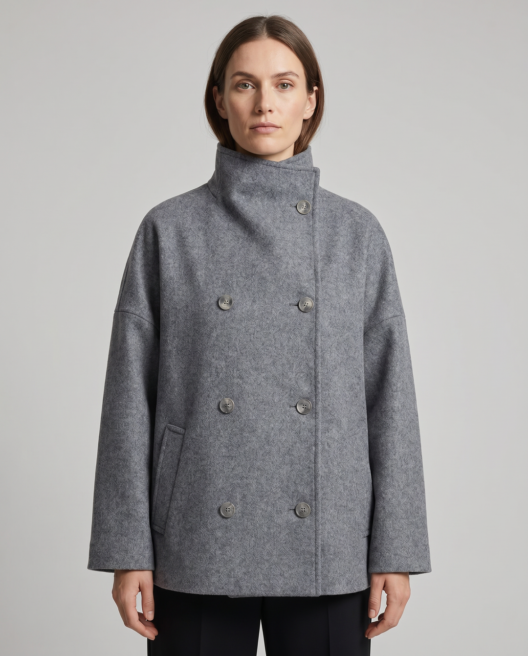 Stand Collar Women's Pea Coat