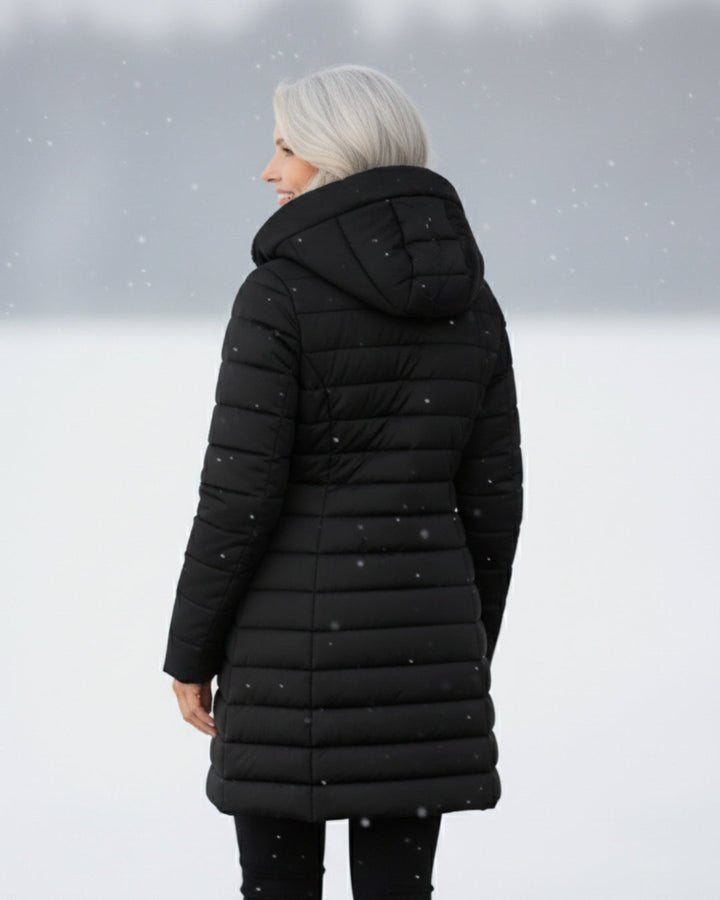 Fleece-Lined Hooded Puffer Jacket with Flattering Fit