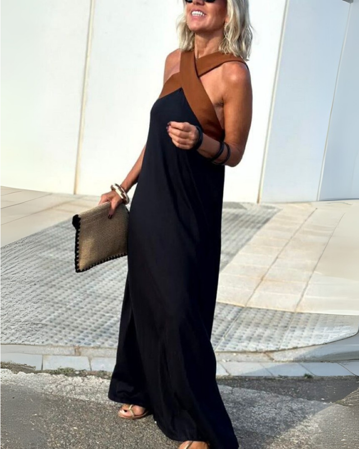 SIENNA | Elegant Dress with Exposed Back and Fashionable Collar