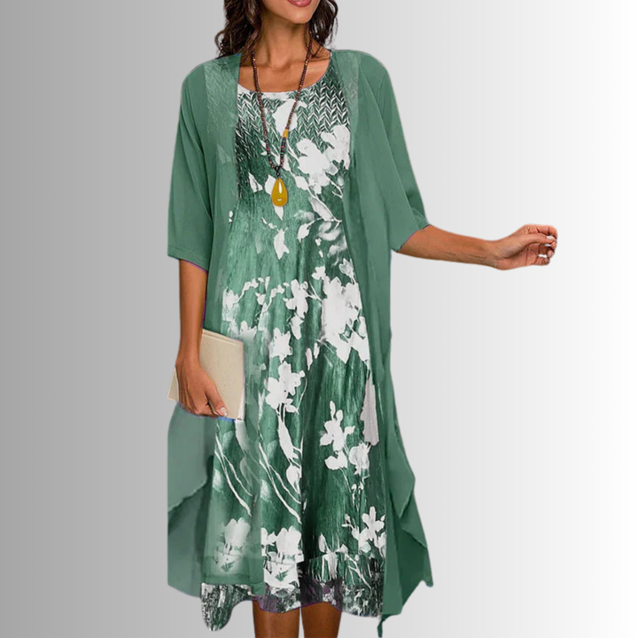 Women's Floral Print Two-Piece Top and Skirt Set