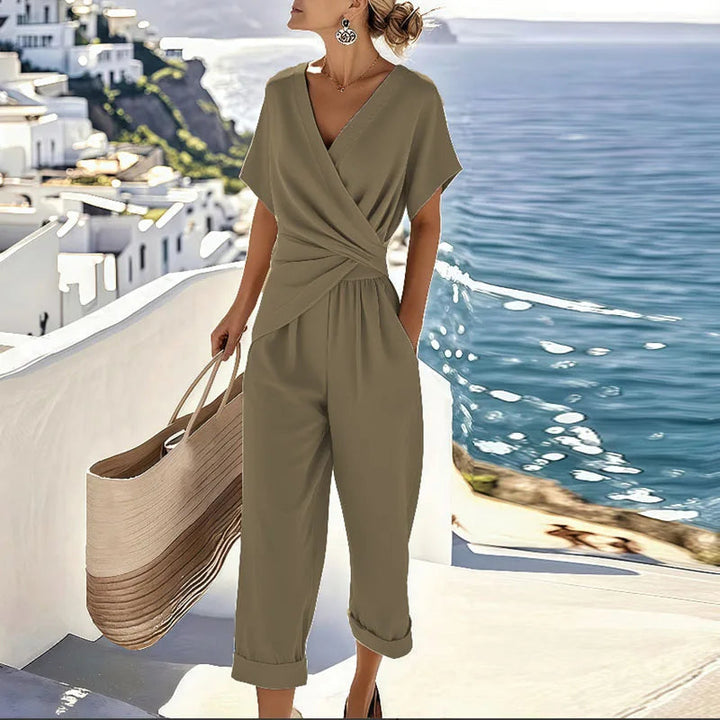 Women's Elegant Long Sleeve Top and Wide Leg Trouser Two-Piece Set