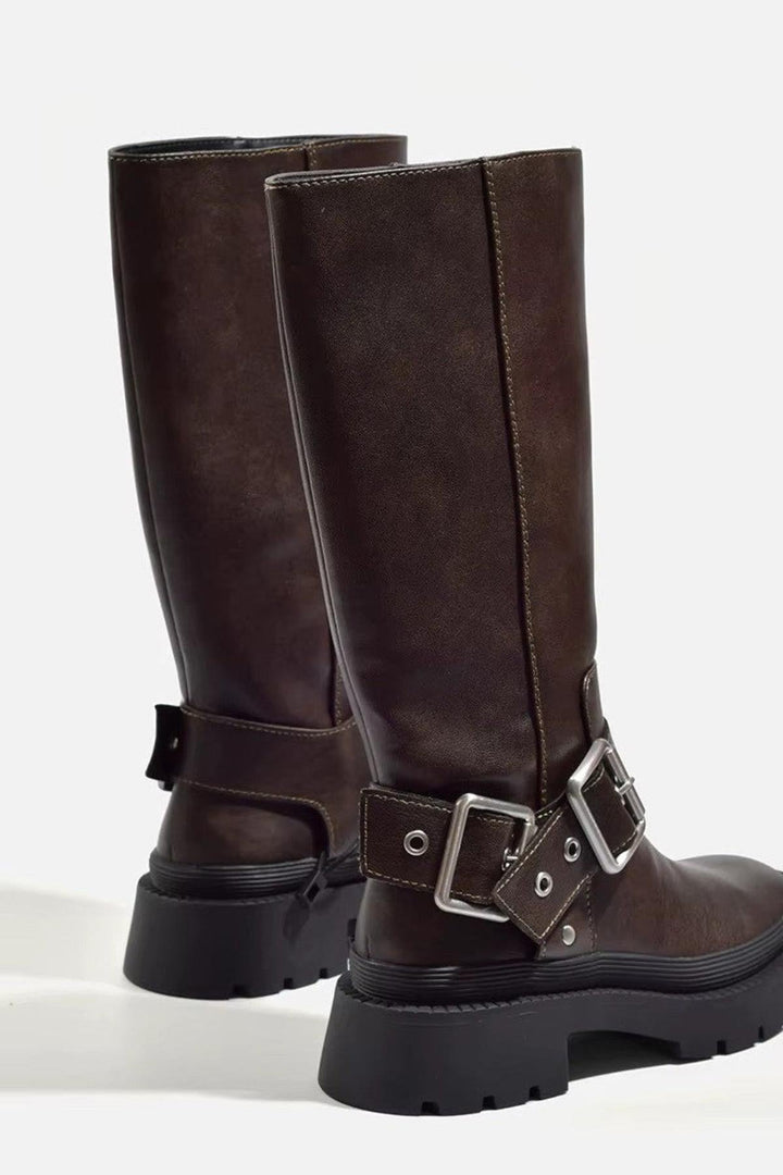 Knee-High Chunky Flat Boots