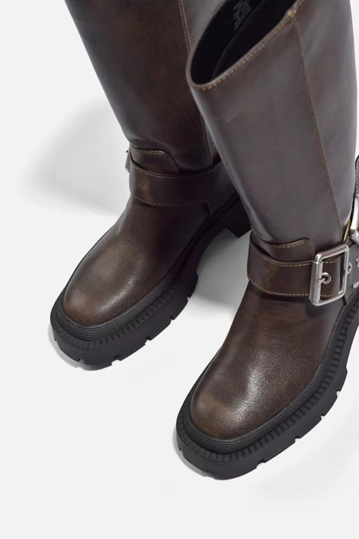 Knee-High Chunky Flat Boots